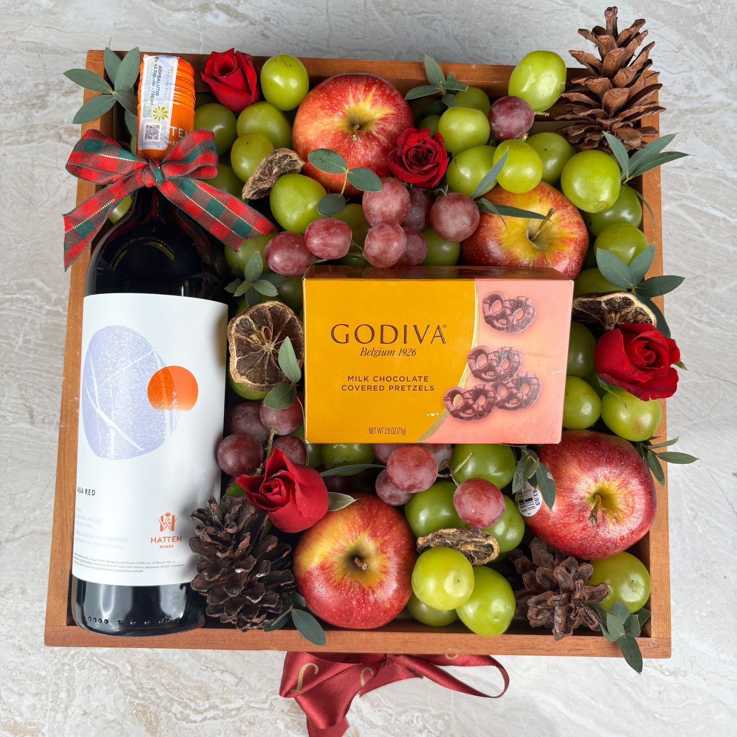 Godiva Wine Fruit Wooden Box