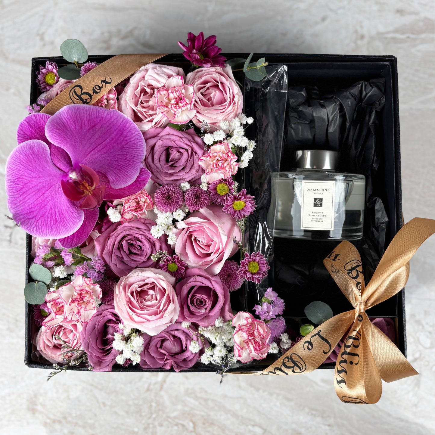 Peony Blush Suede Diffuser Flower Box