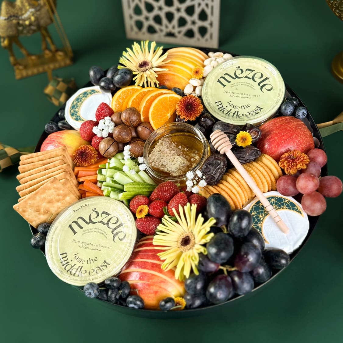 Middle Eastern Cheese & Hummus Grand Round Platter