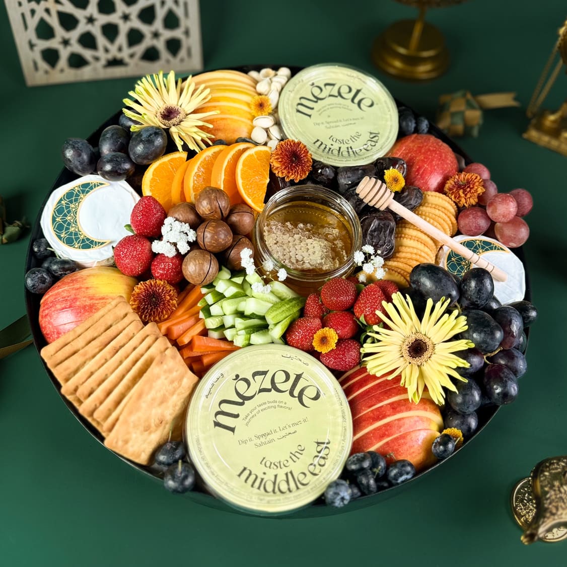 Middle Eastern Cheese & Hummus Grand Round Platter