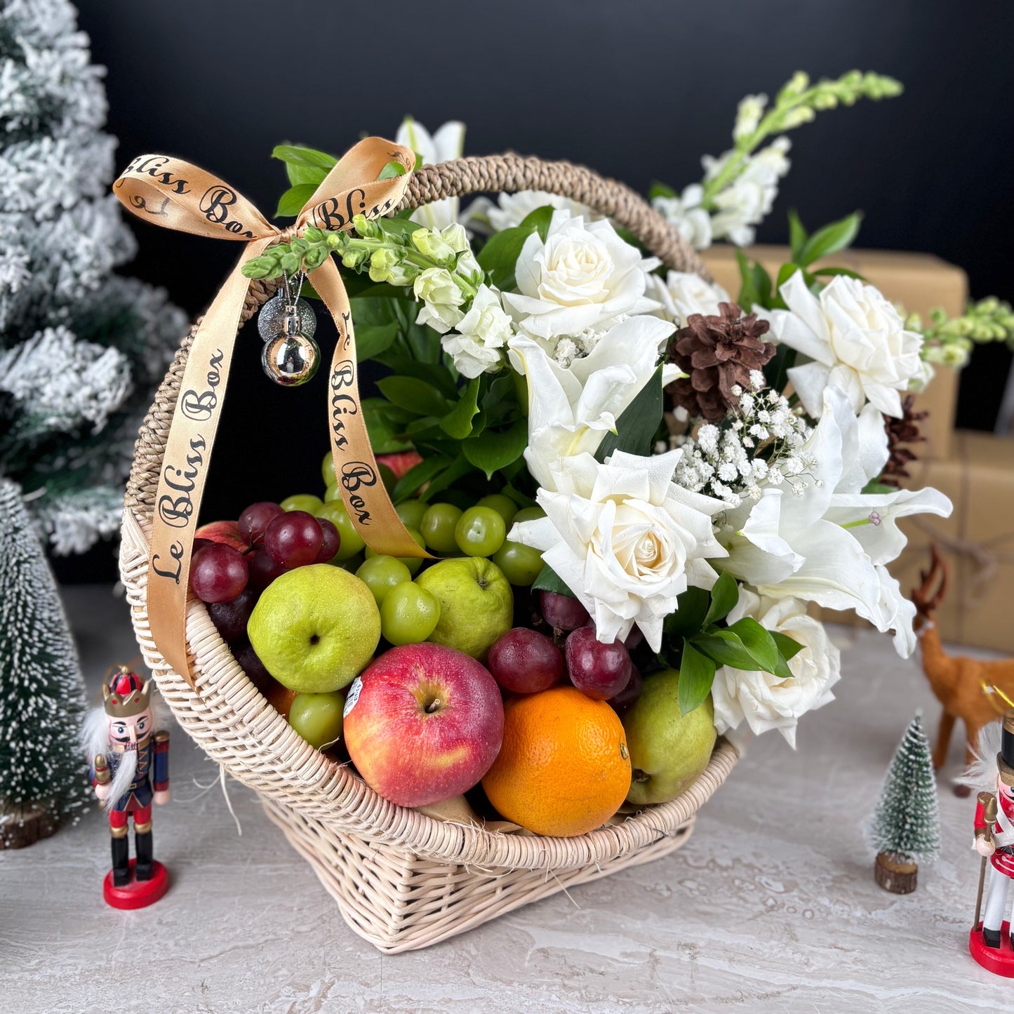 Winter Sonata Fruit Flower Rattan Basket